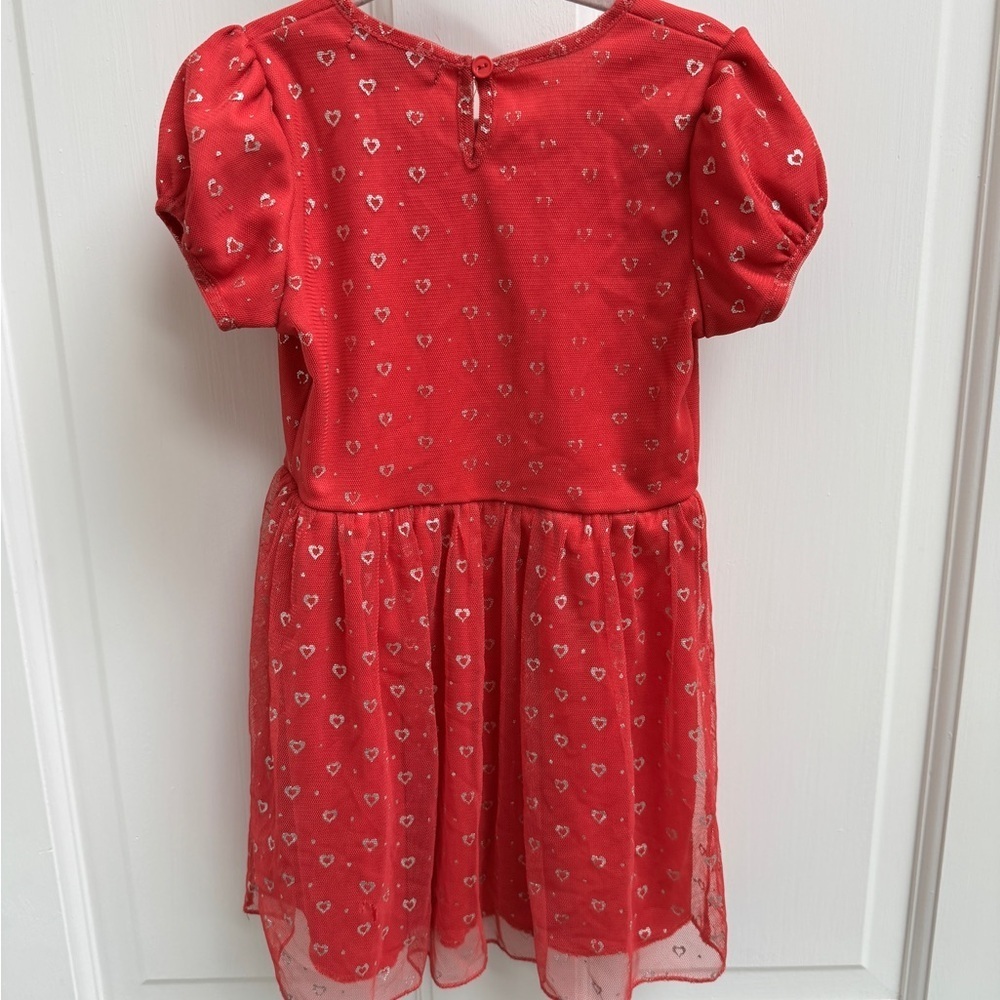 Tempted Girls 3T Pink Fit and Flare Heart Dress with Puff Sleeves - Picture 6 of 6